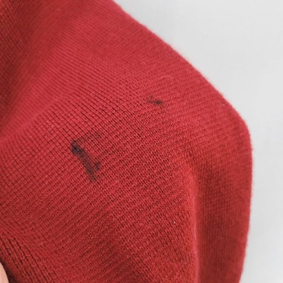 Fenn Wright Manson Knit Cardigan Sweater Belted Red Merino Wool Blend *Flaw* M - Picture 3 of 7